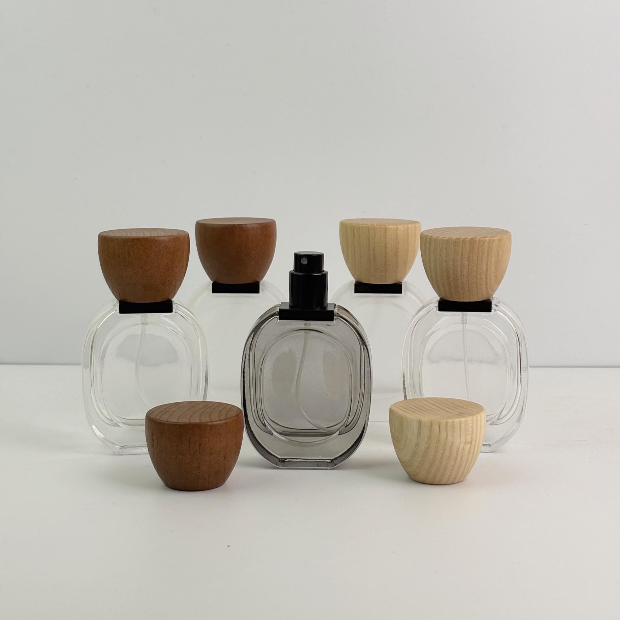 30ml Glass Spray Bottle with Wooden Cap, Frosted