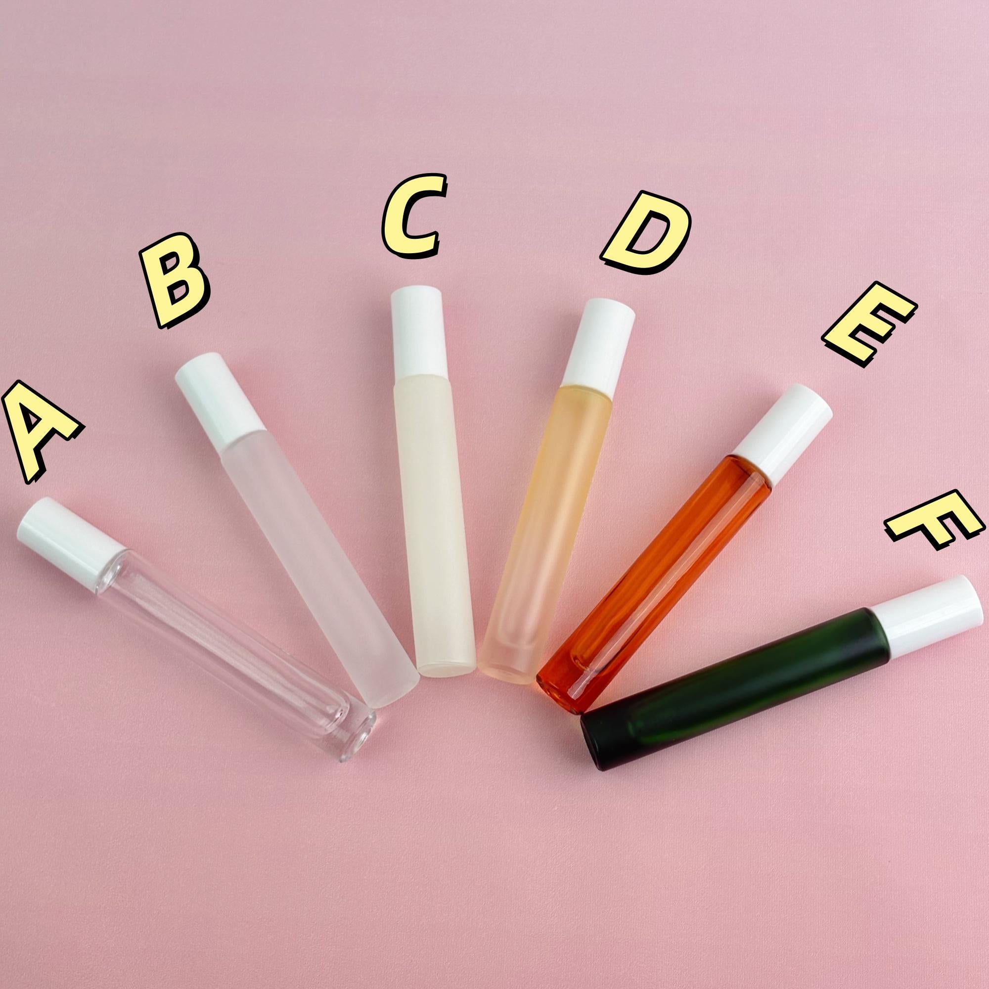 White Plastic Cap Glass Roller Bottles