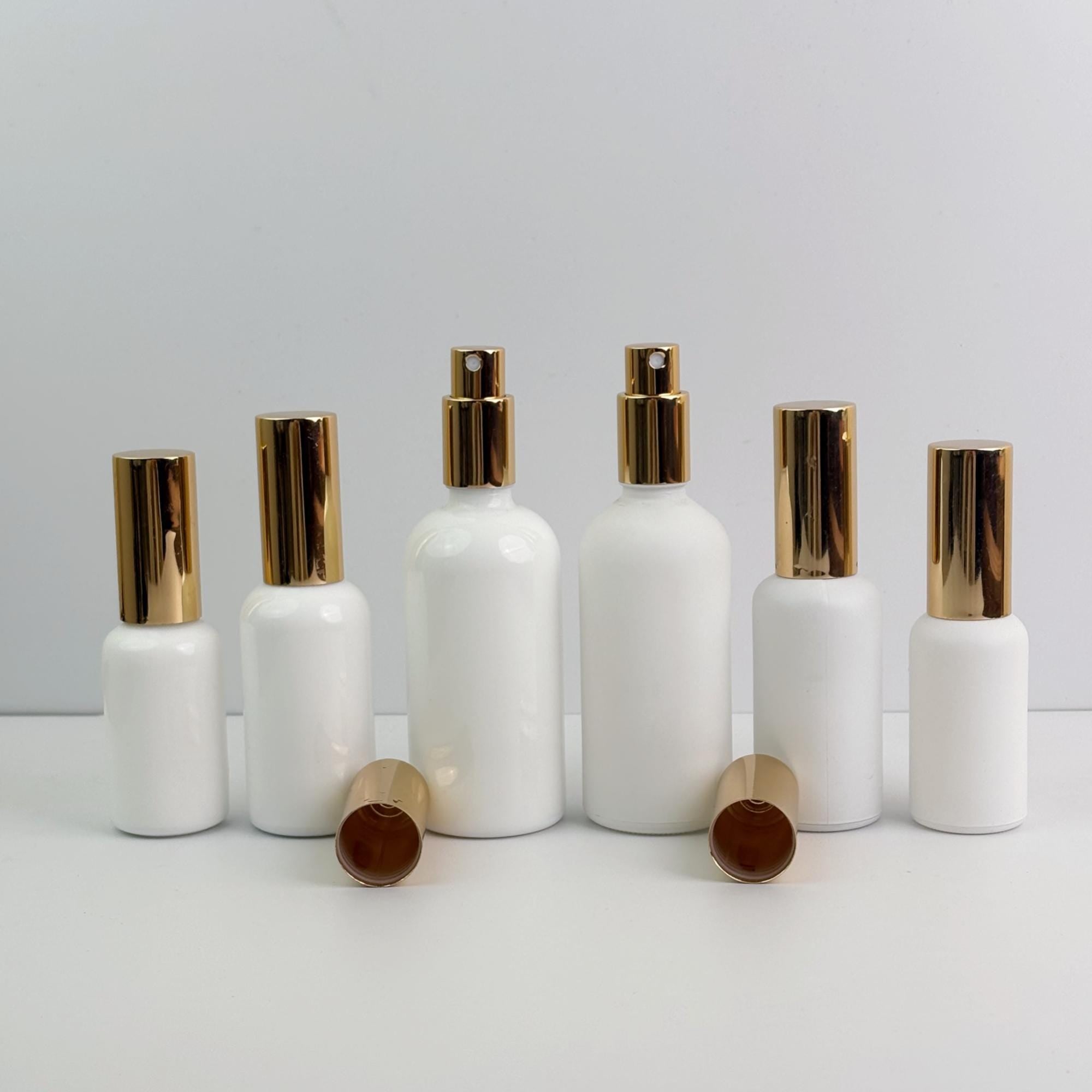 White Glass Spray Bottle, Glossy