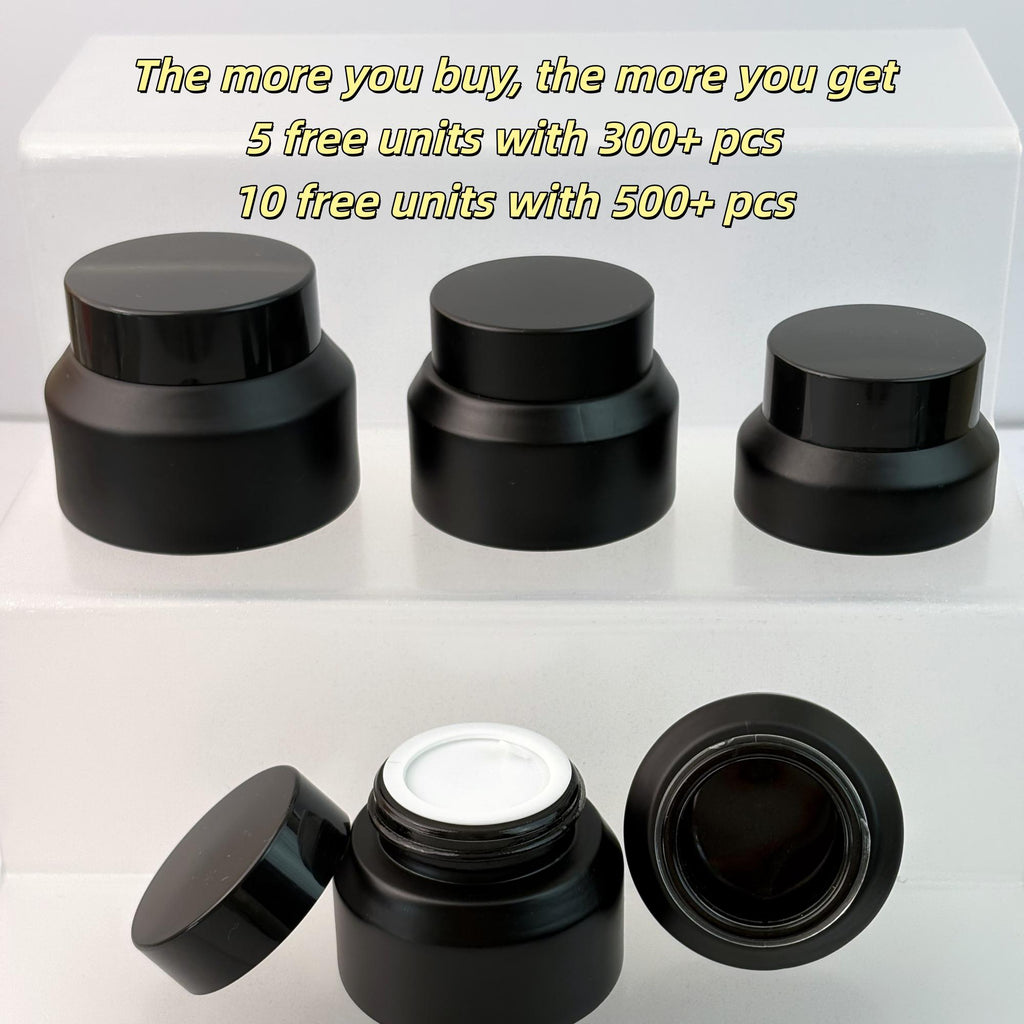 15g 30g 50g Matte Black Glass Cream Jars