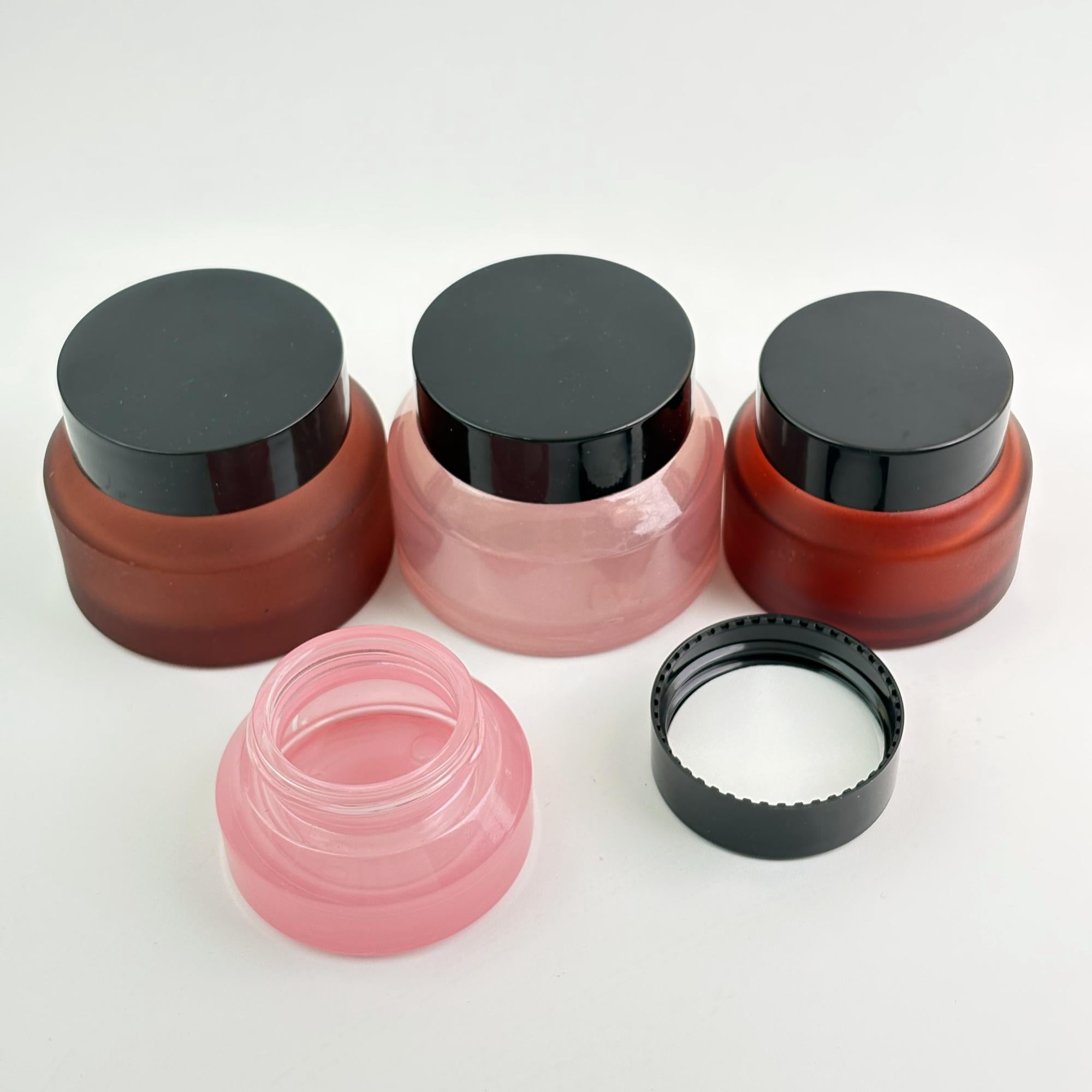 15g 30g 50g Glass Cream Jars with Black Lids