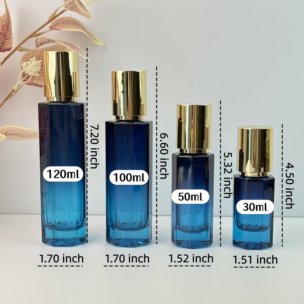 Blue Glass Cosmetic Container whit Gold Cap