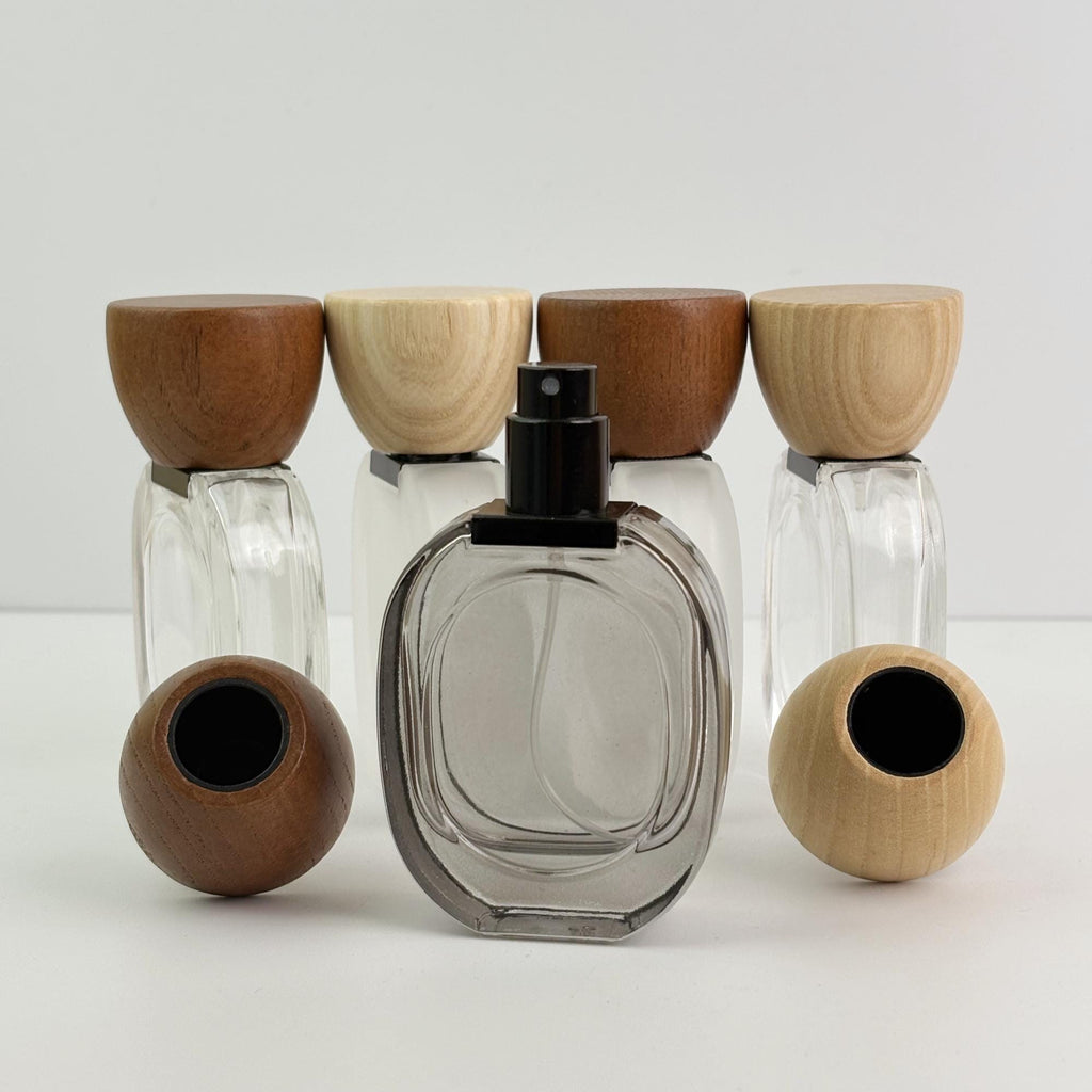 30ml Glass Spray Bottle with Wooden Cap, Frosted