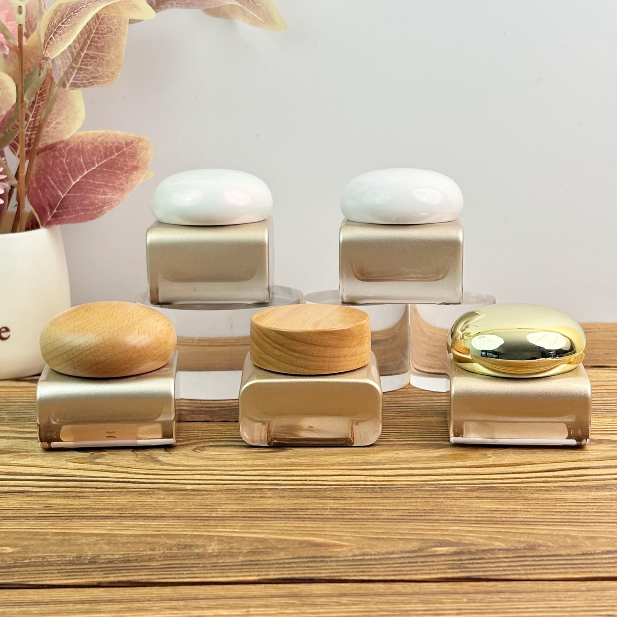 Champagne Square Glass Cream Jar 30g 50g