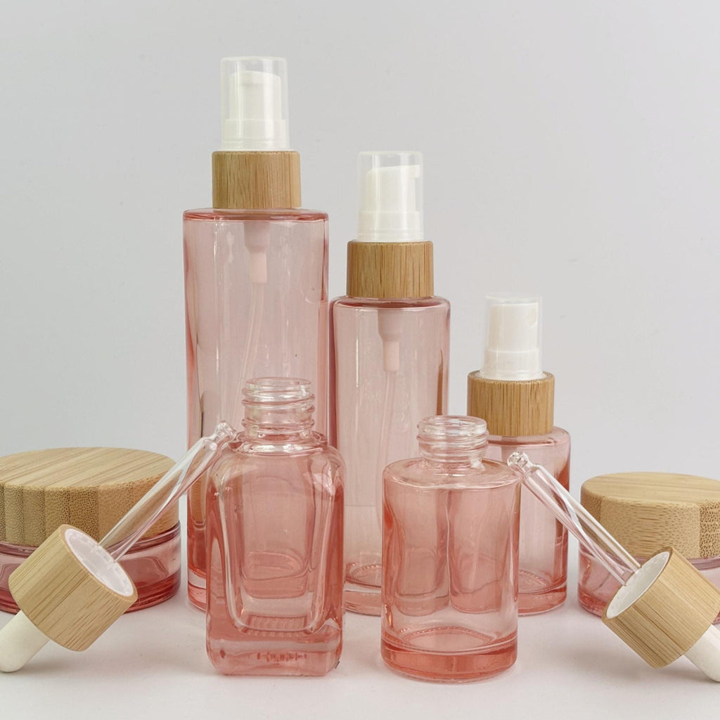 Pink Glass Cosmetic Container