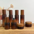 Empty Amber Frosted Glass Cosmetic Packaging