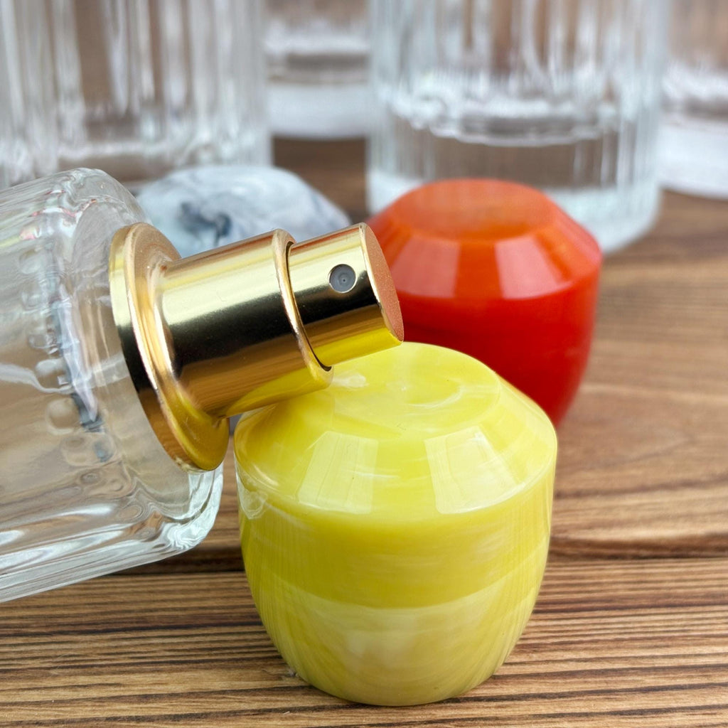 30ml 50ml 100ml Ribbed Clear Glass Spray Bottles with Color Resin Cap