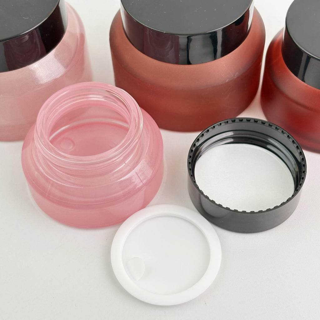 15g 30g 50g Glass Cream Jars with Black Lids