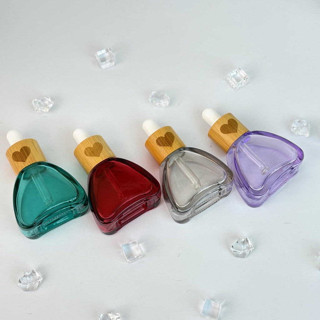 10ml Colorful Glass Tincture Bottle with Wood Heart-shaped Cap