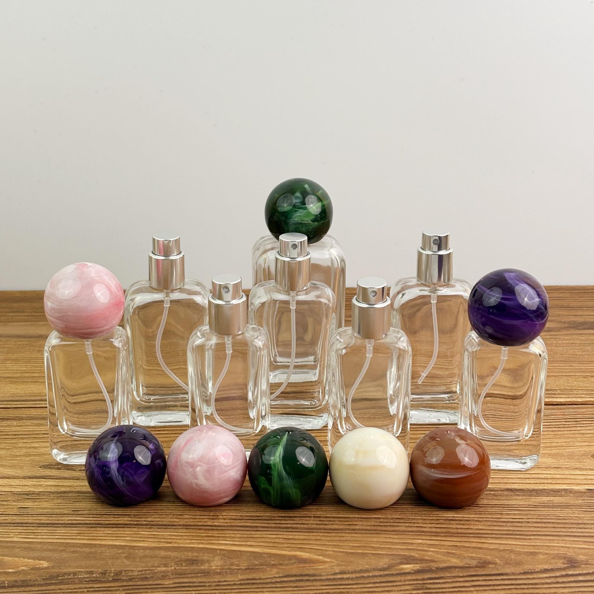 20ml 30ml 50ml Luxury Clear Glass Spray Bottle with Marble Look Round Cap