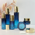 Blue Glass Cosmetic Container whit Gold Cap
