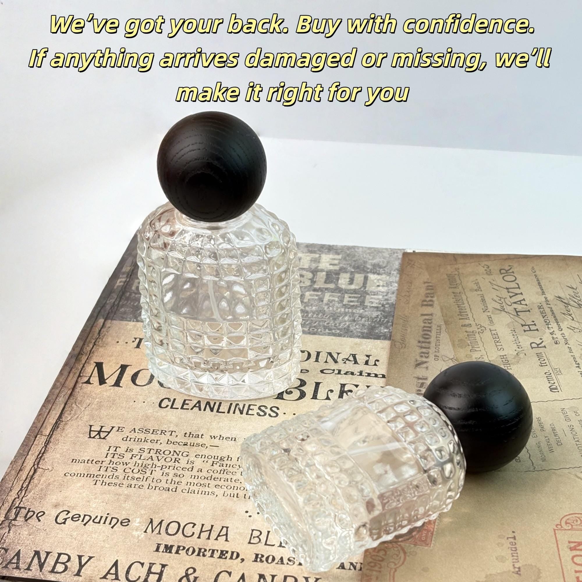 30ml 50ml 100ml Textured Glass Spray Bottle with Wooden Caps