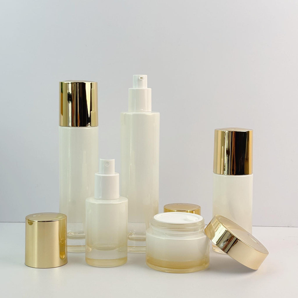 Luxury White Gradient Glass Cosmetic Container