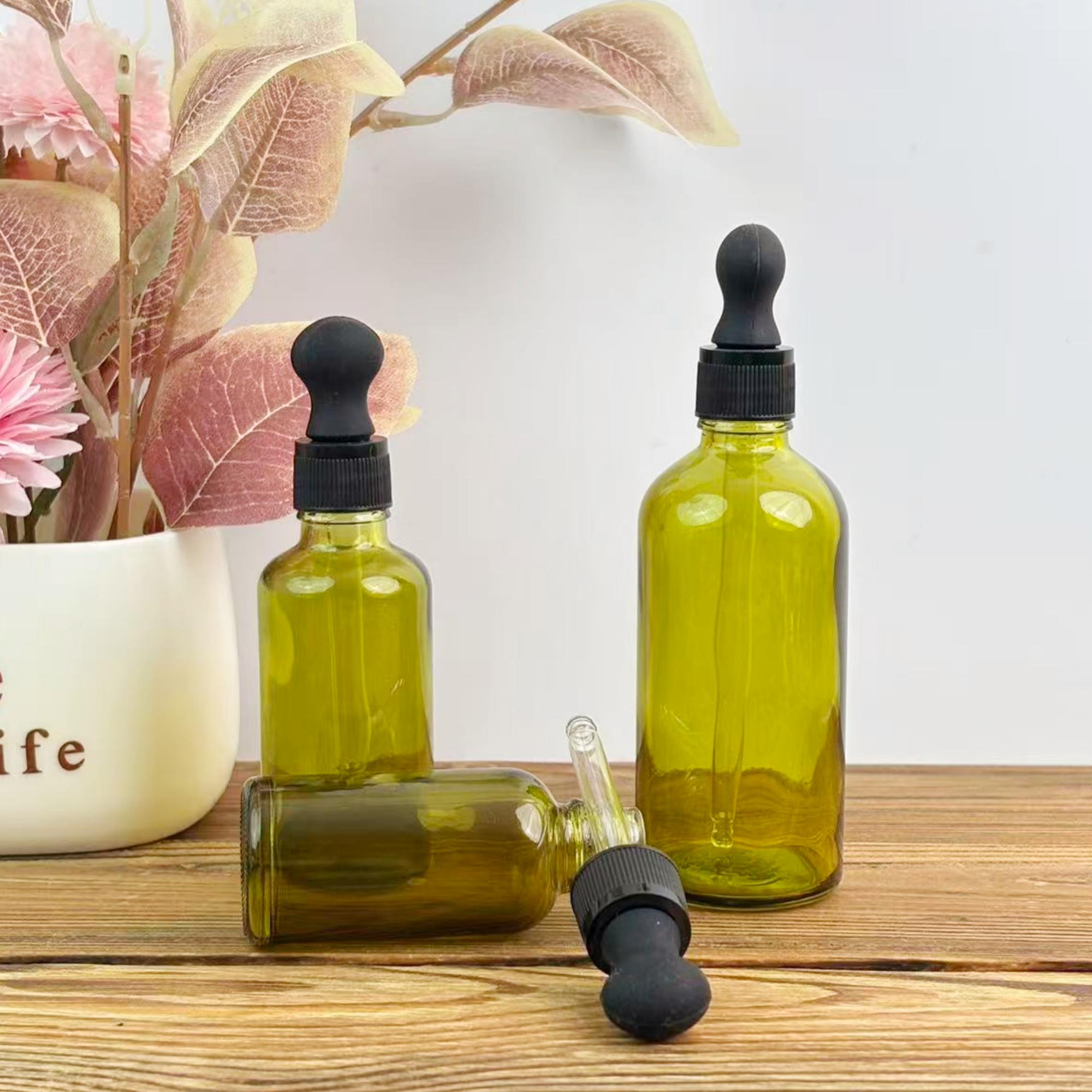 Minimalist Amber Green Glass Tincture Bottles