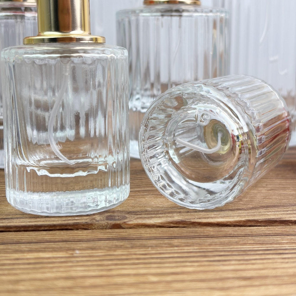 30ml 50ml 100ml Ribbed Clear Glass Spray Bottles with Color Resin Cap
