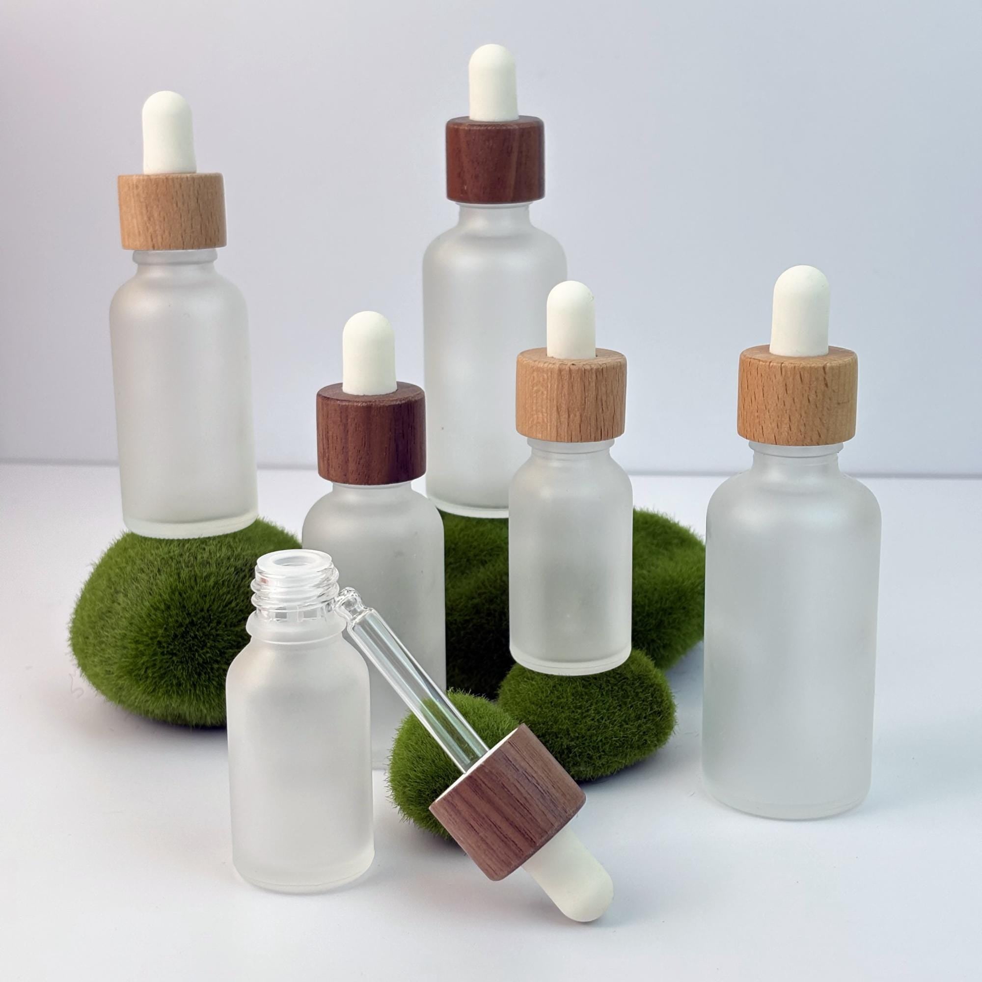 Empty Frosted Glass Dropper Bottles