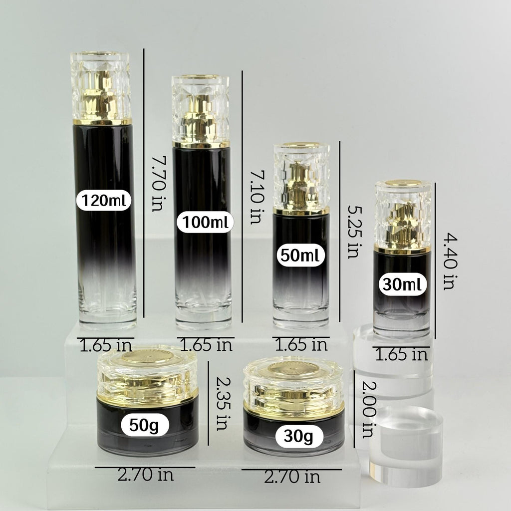 Luxury Black Gradient Glass Cosmetic Containers