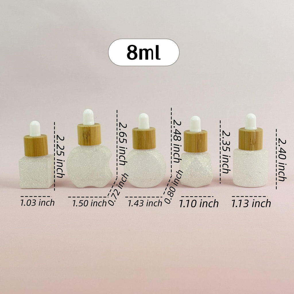 8ml Glittery Clear Glass Dropper Bottles