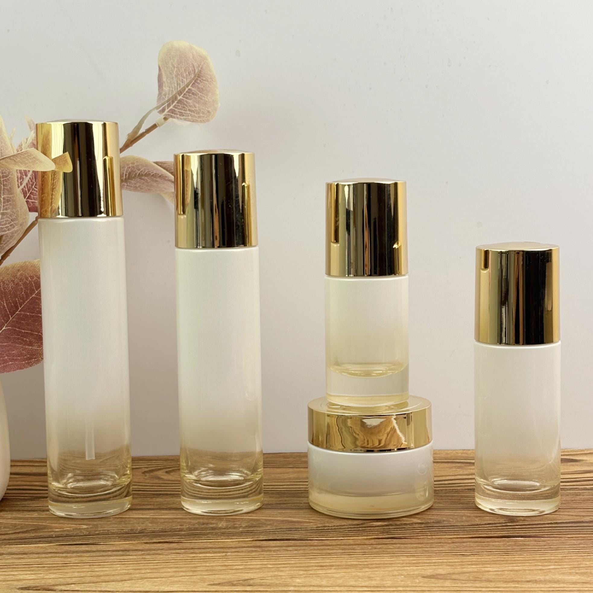 Luxury White Gradient Glass Cosmetic Container
