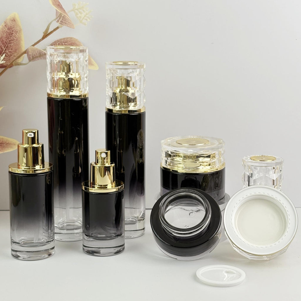 Luxury Black Gradient Glass Cosmetic Containers