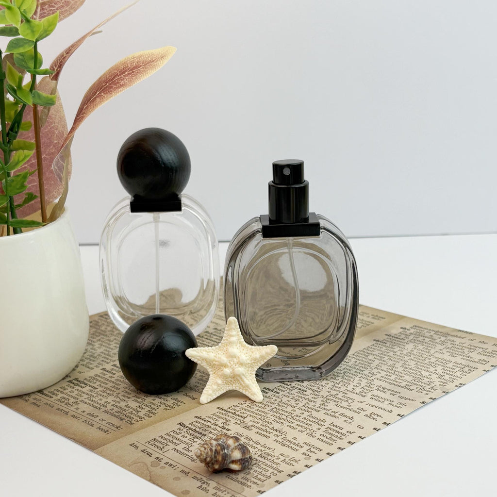 100pcs 30ml Frosted Glass Spray Bottles with Black Wood Lids