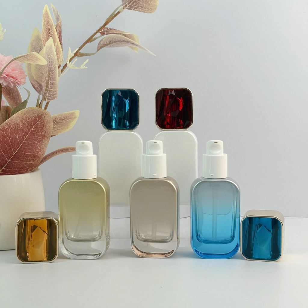 30ml Luxury Square Cosmetic Bottles with Gem Caps