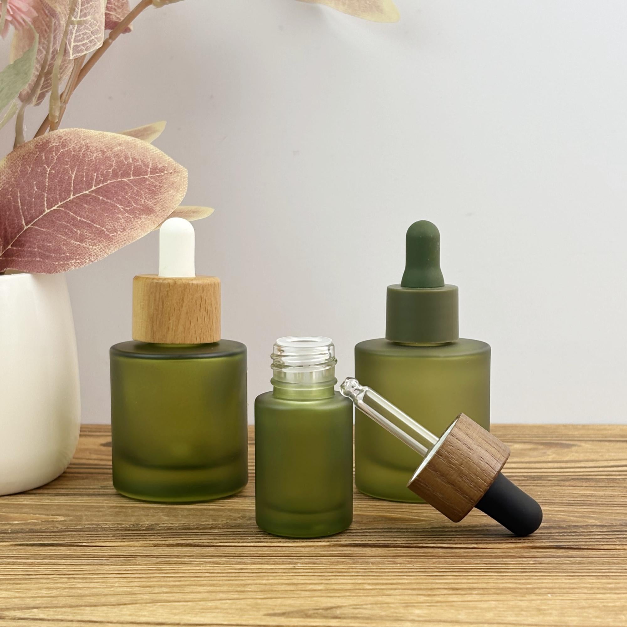 Olive Green Frosted Glass Spray Bottle