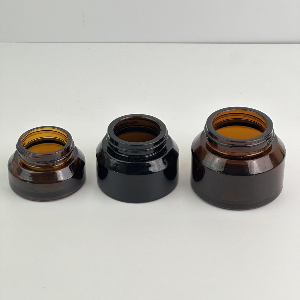 15g 30g 50g Amber Glass Cream Jars with Wood Caps