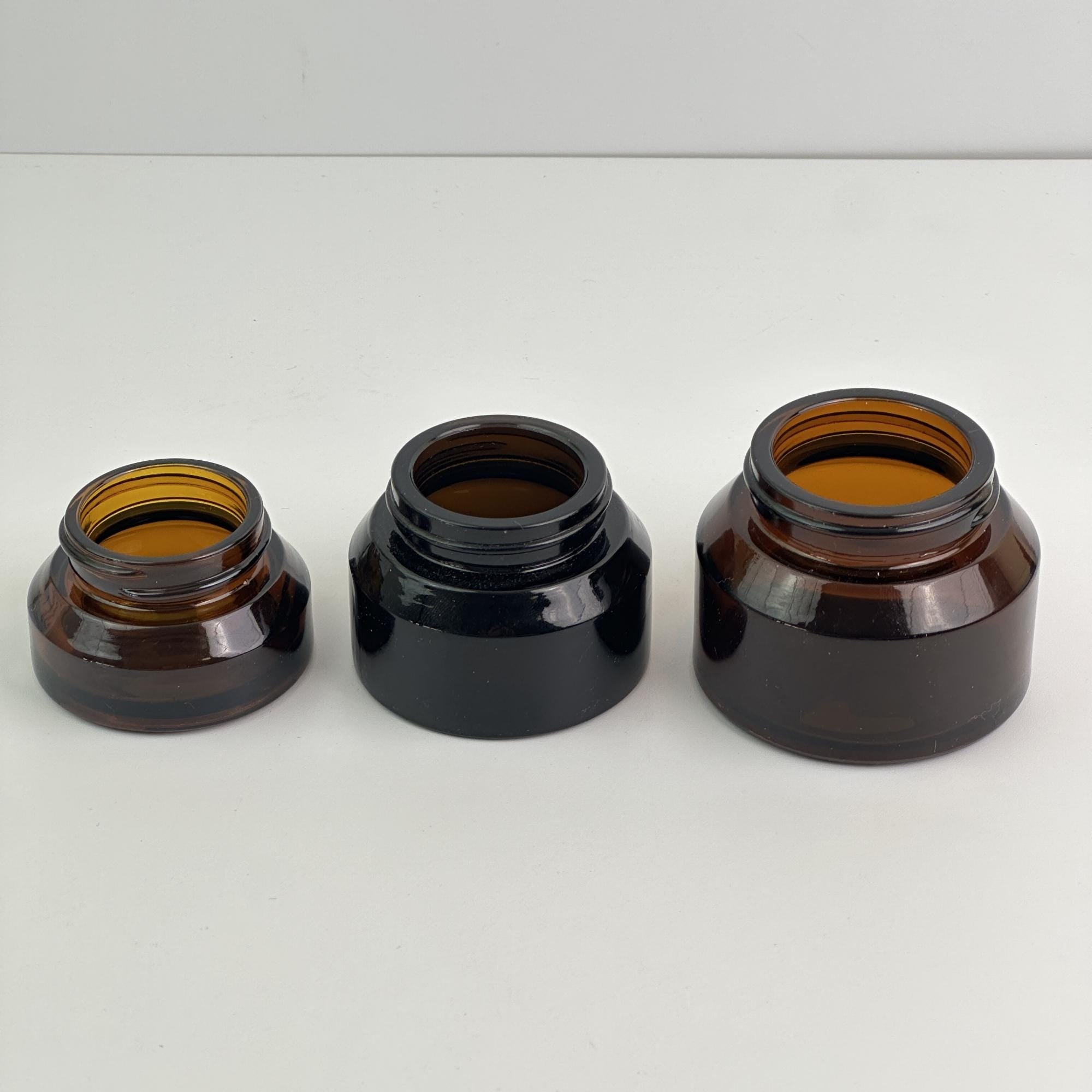 15g 30g 50g Amber Glass Cream Jars with Wood Caps
