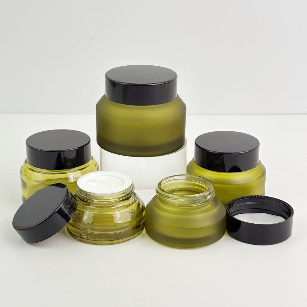 15g | 30g | 50g | Green Glass Cosmetic Jars
