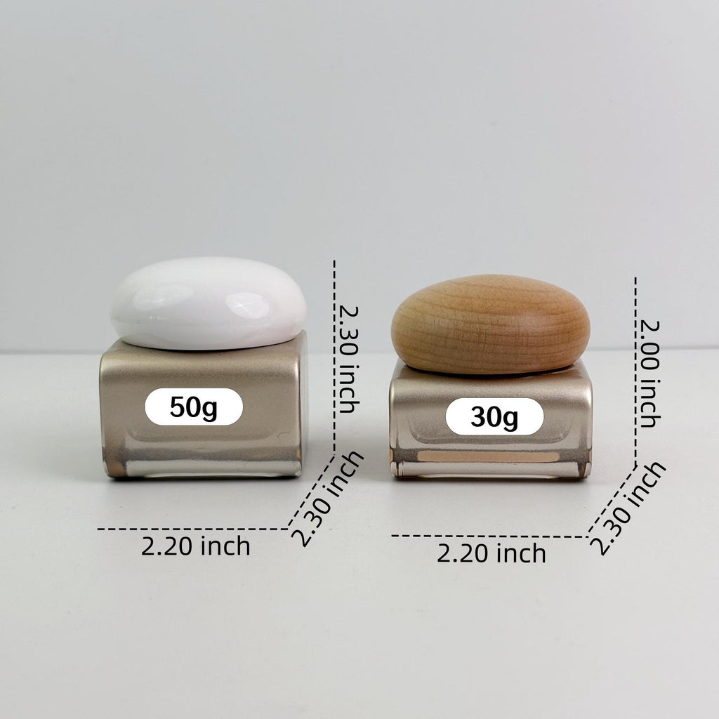 Champagne Square Glass Cream Jar 30g 50g