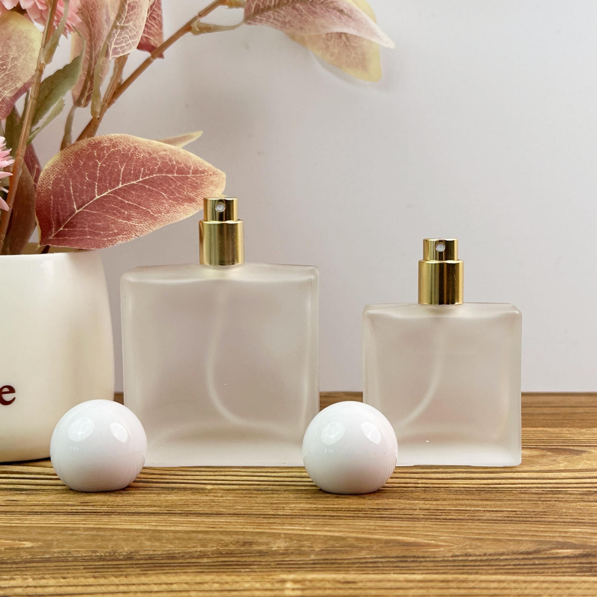 25ml 50ml Frosted Square Glass Spray Bottle