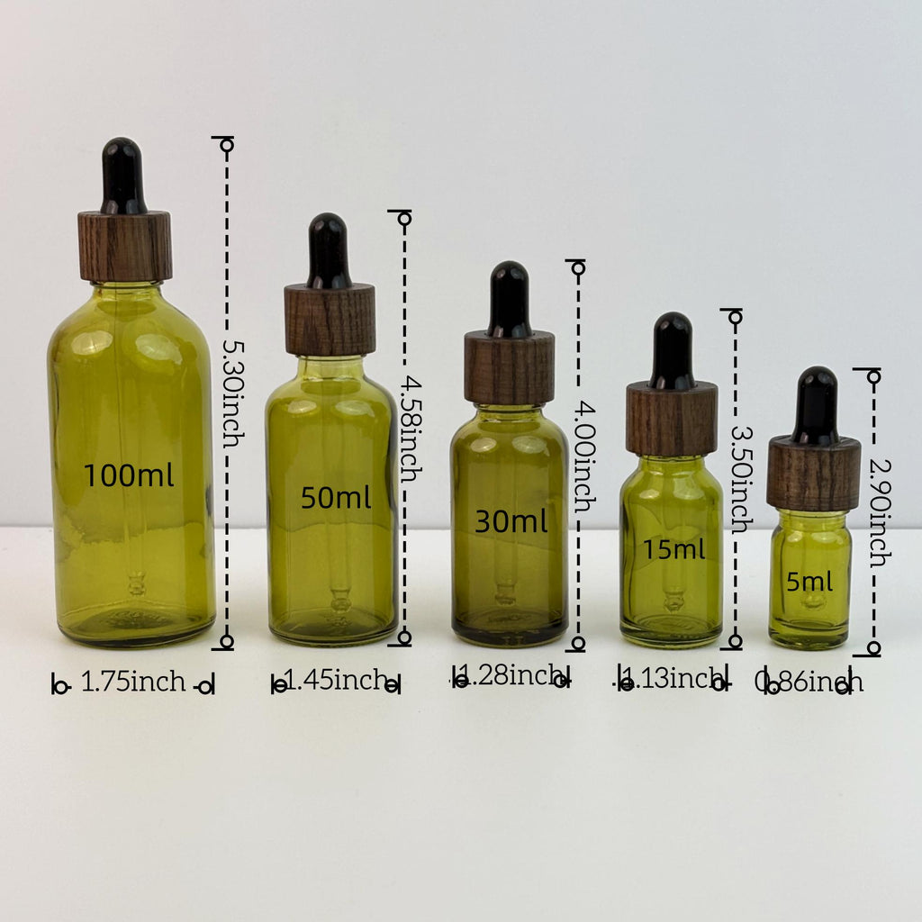 Glass Eye Dropper Bottles with Wood Lid