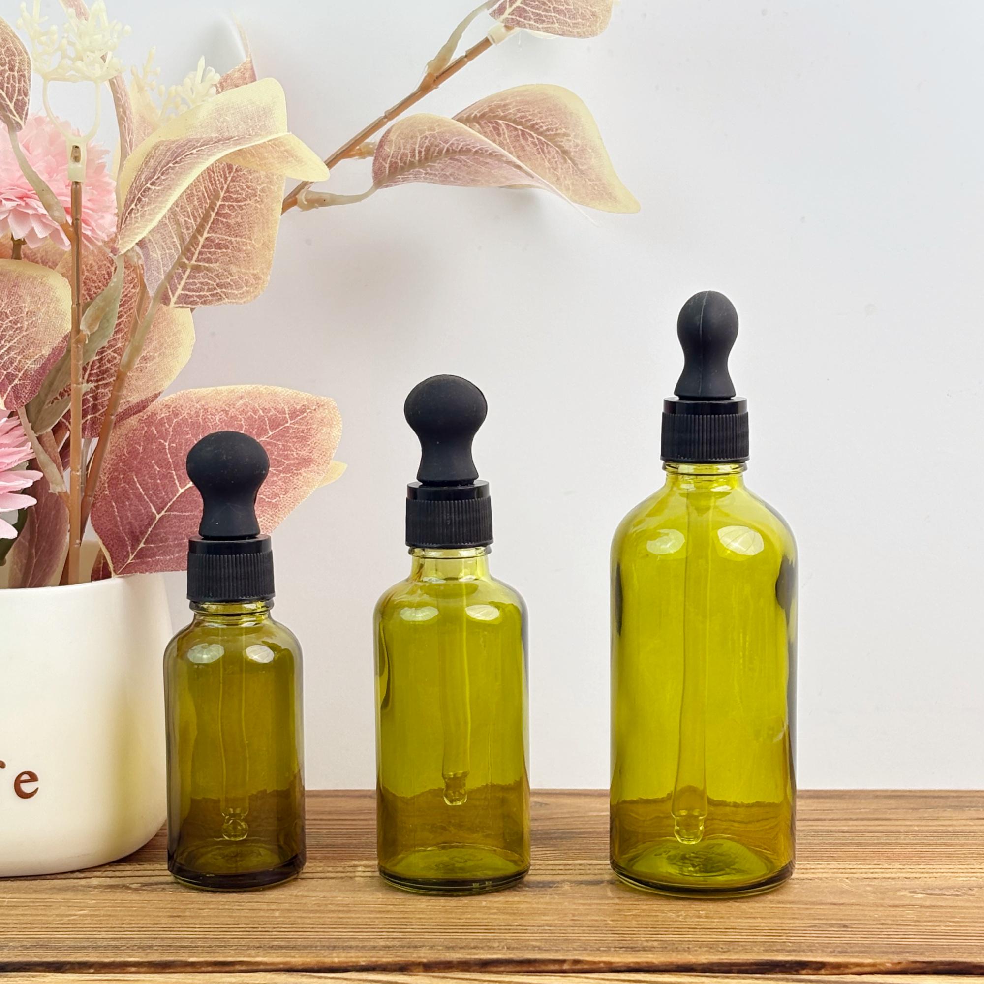 Minimalist Amber Green Glass Tincture Bottles