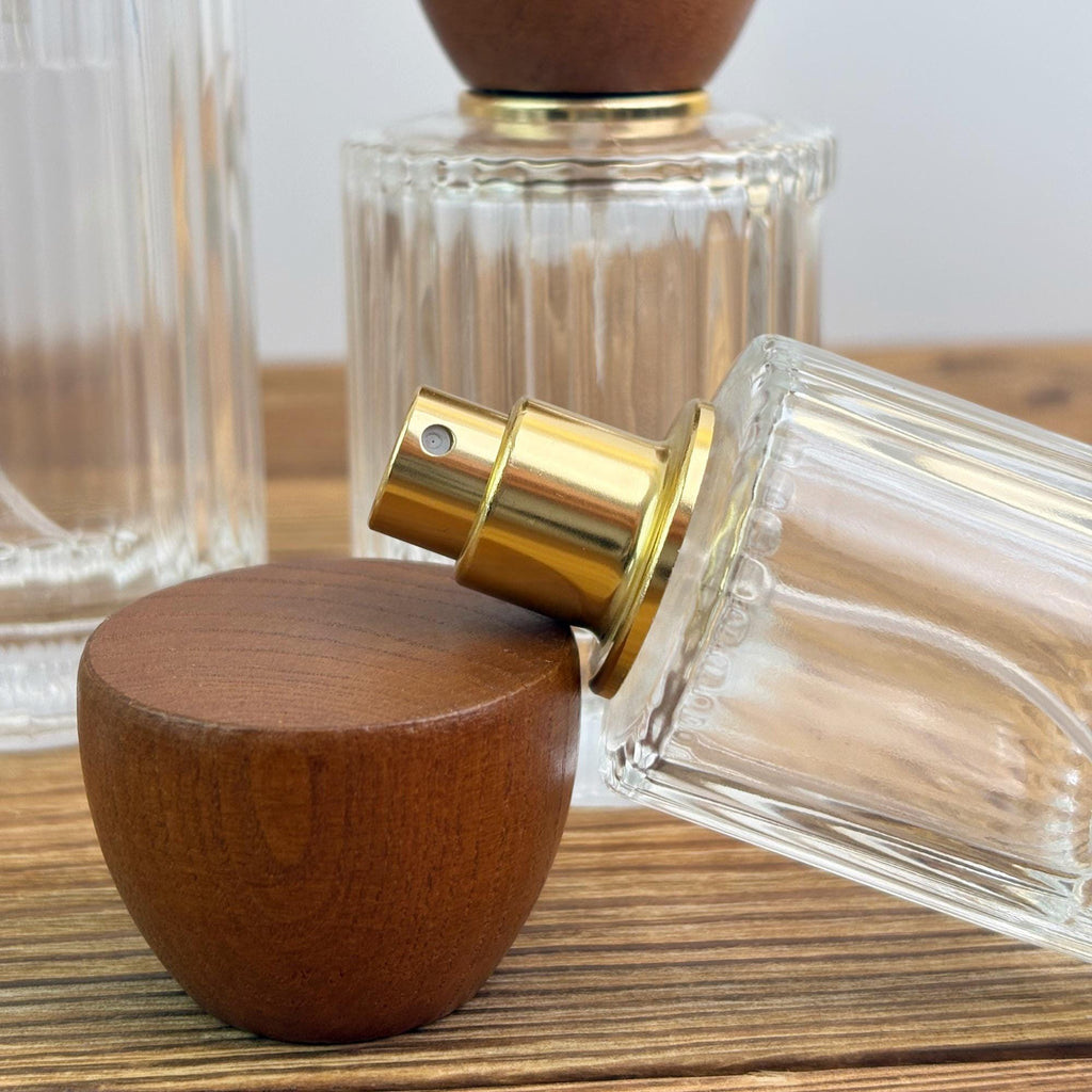 Clear Glass Perfume Spray Bottle with Wooden Cap