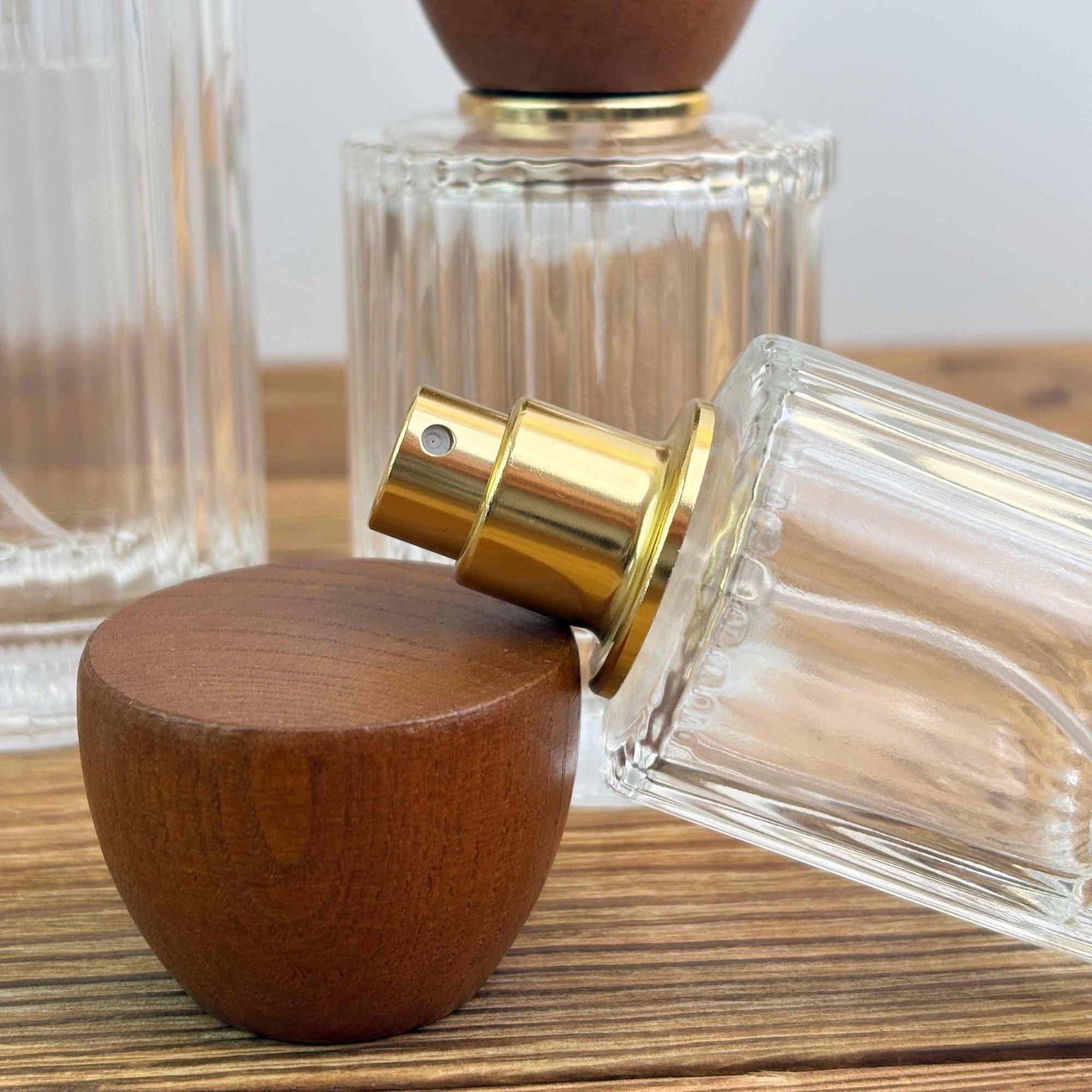 Clear Glass Perfume Spray Bottle with Wooden Cap