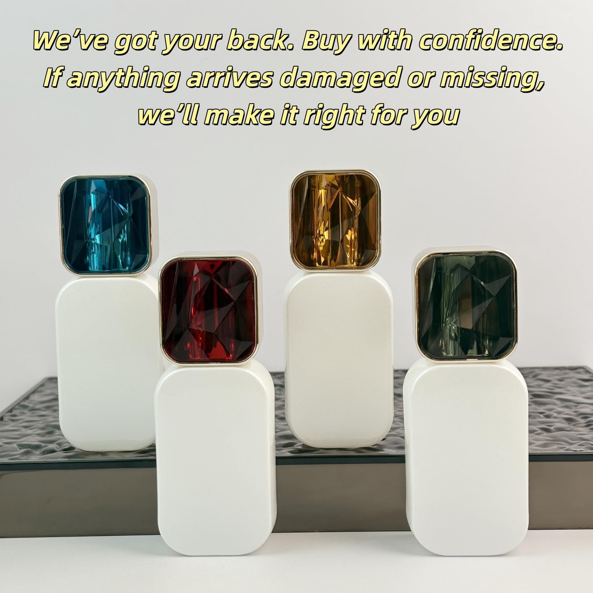 30ml Luxury Square Cosmetic Bottles with Gem Caps