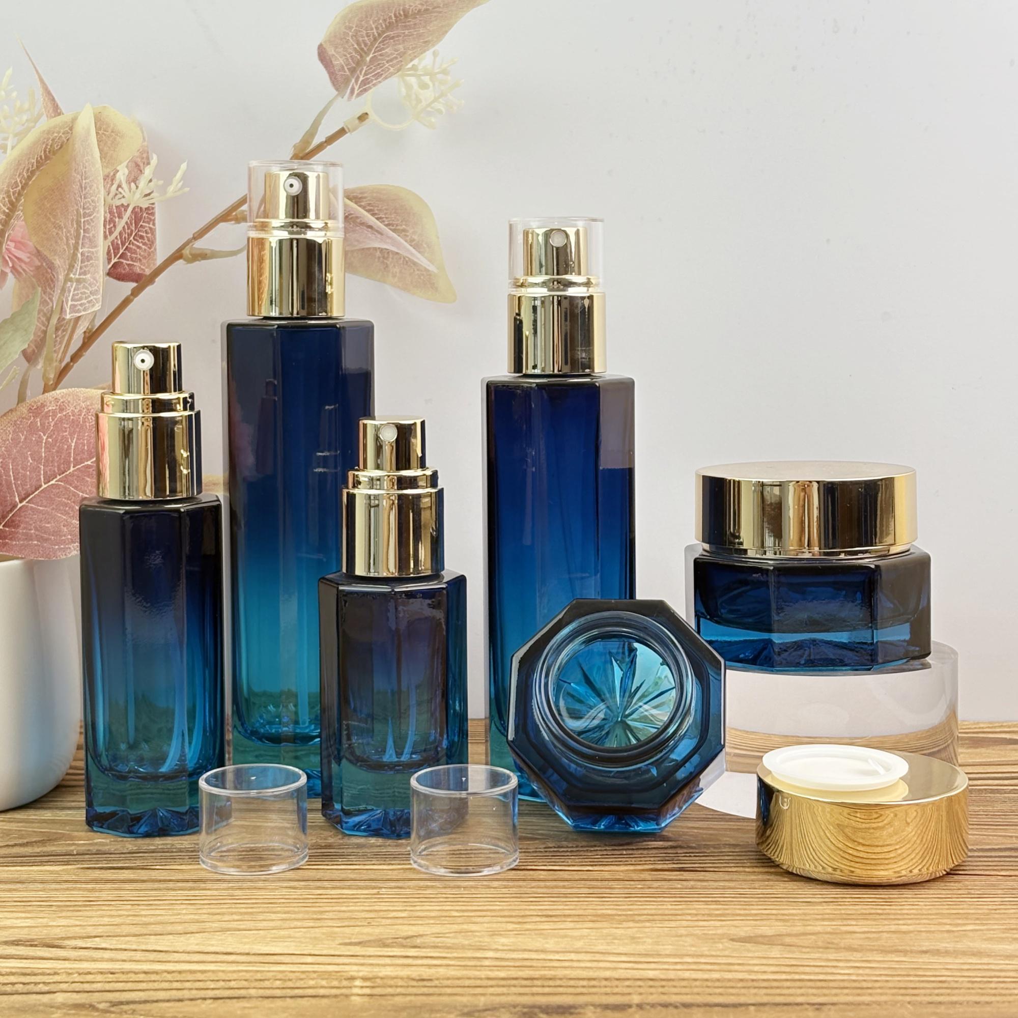 Luxury Gradient Blue Glass Bottles