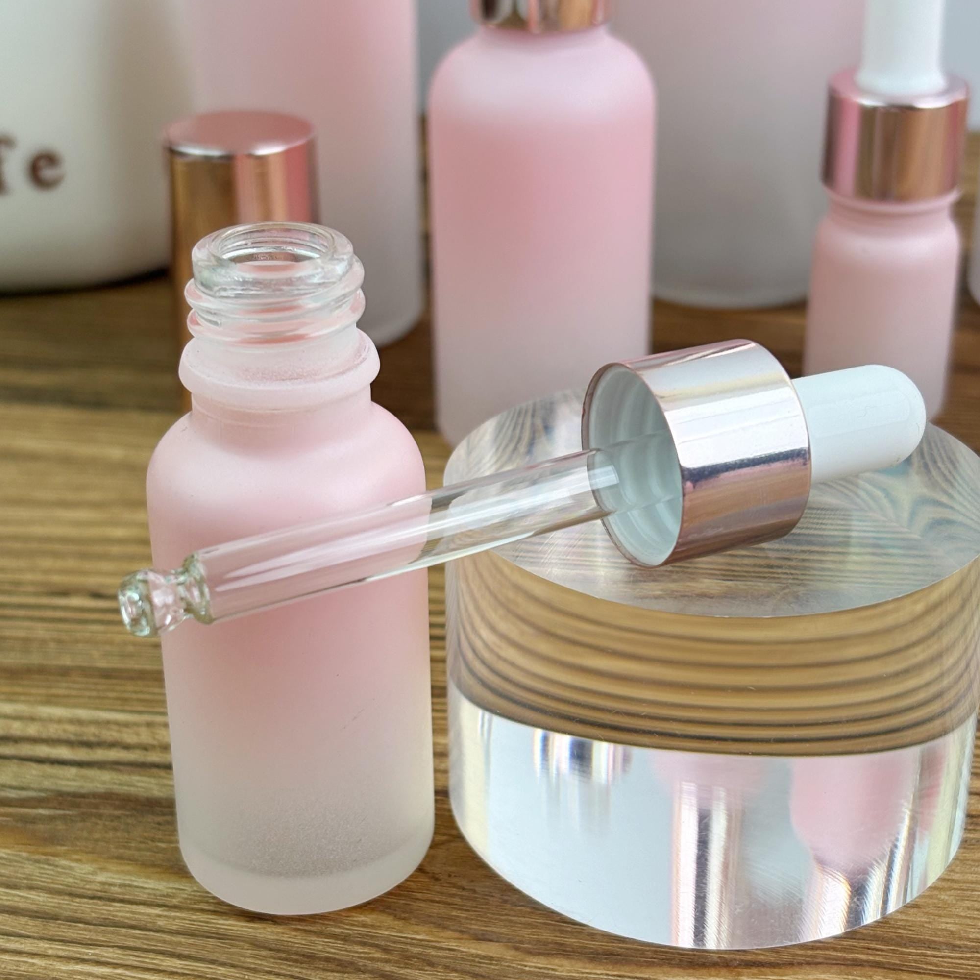 Gradient Pink Glass Dropper Bottle