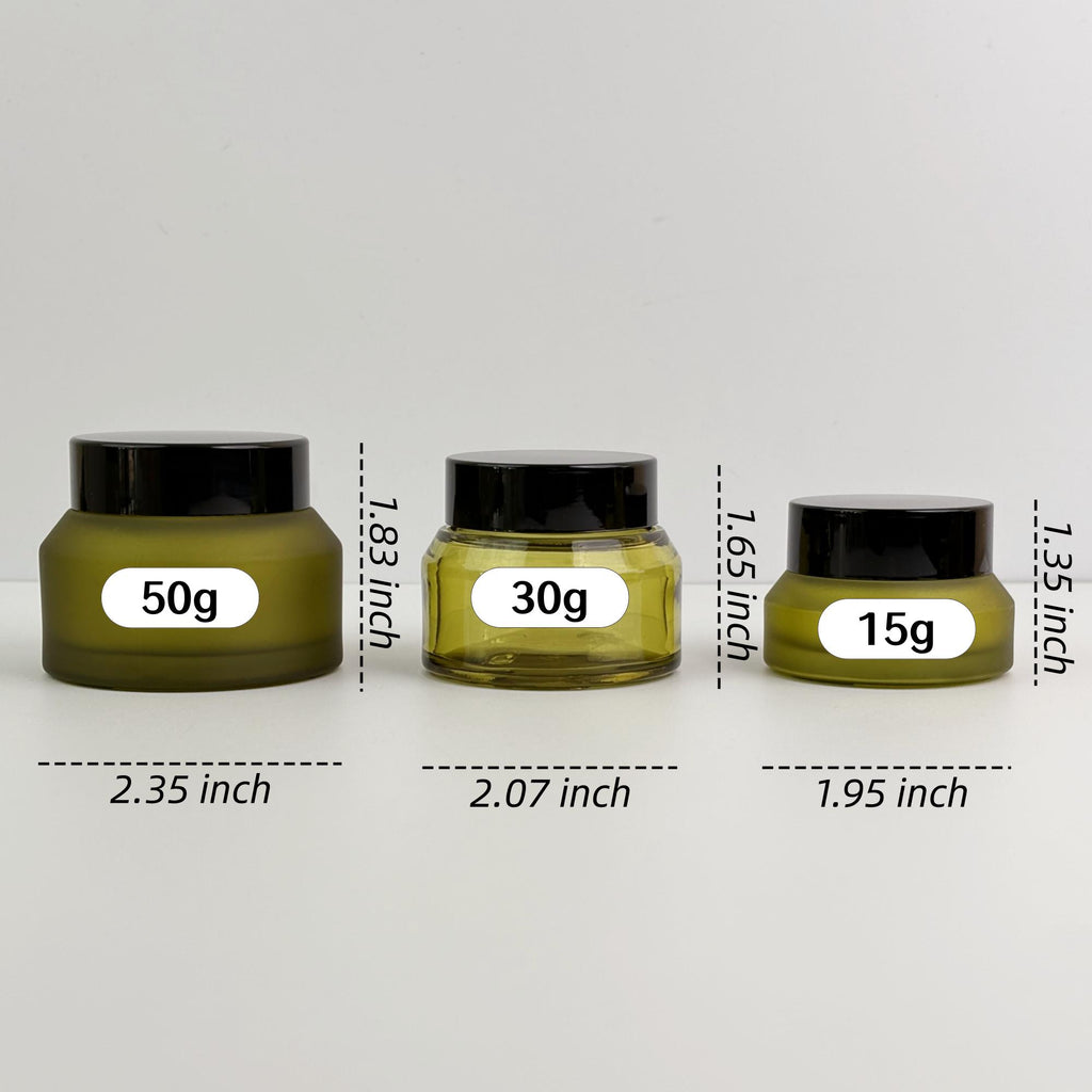 15g | 30g | 50g | Green Glass Cosmetic Jars