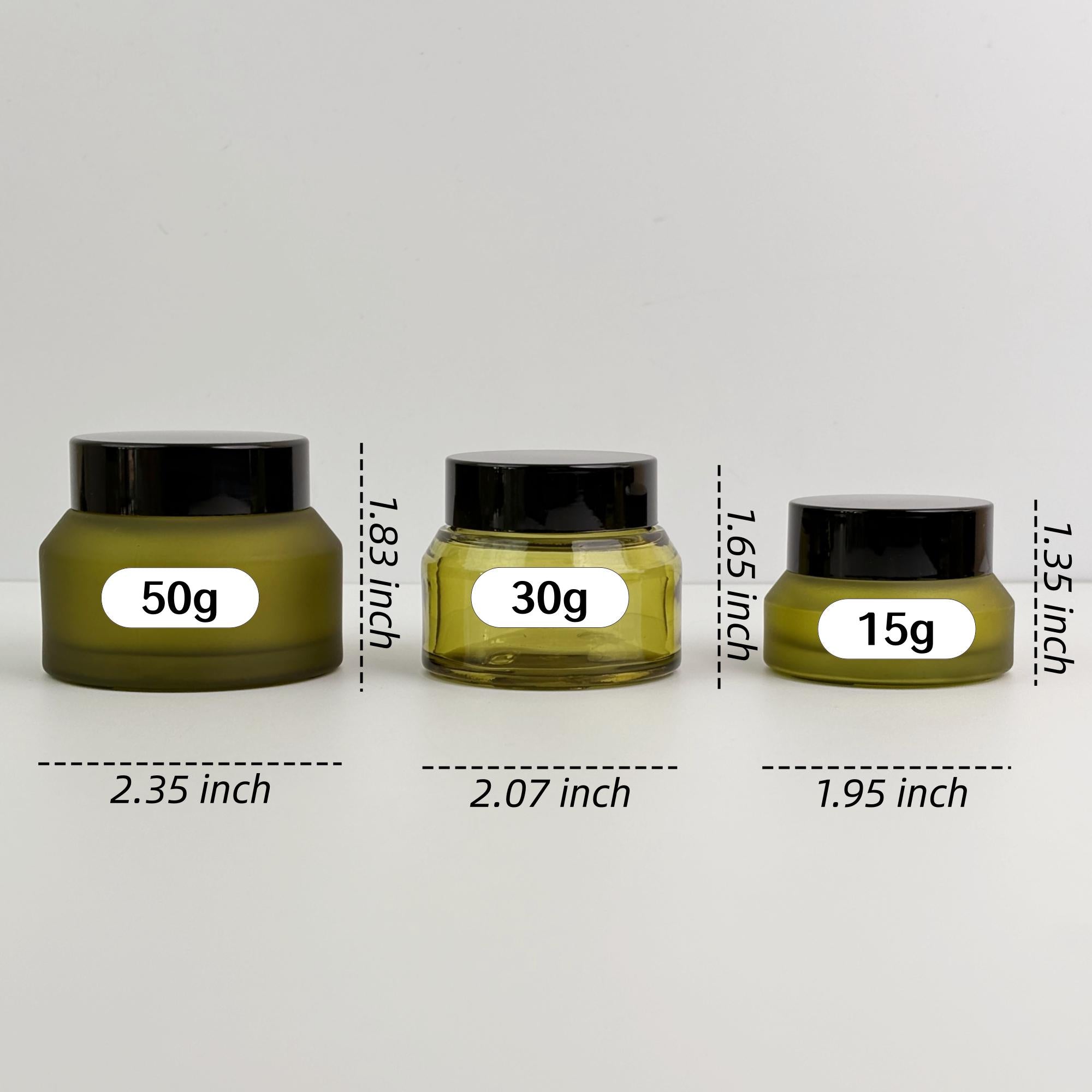 15g | 30g | 50g | Green Glass Cosmetic Jars
