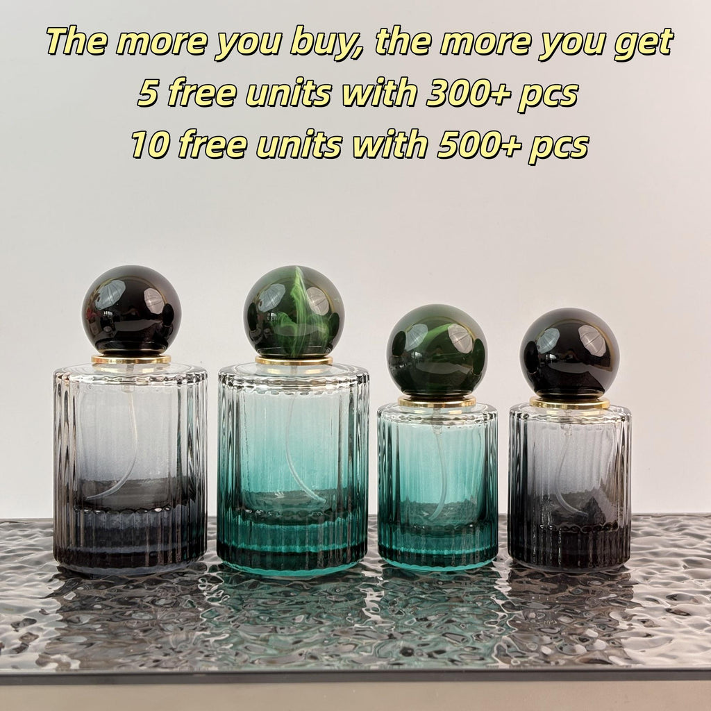 Ribbed Gradient Glass Perfume Spray Bottle with Gold Pump