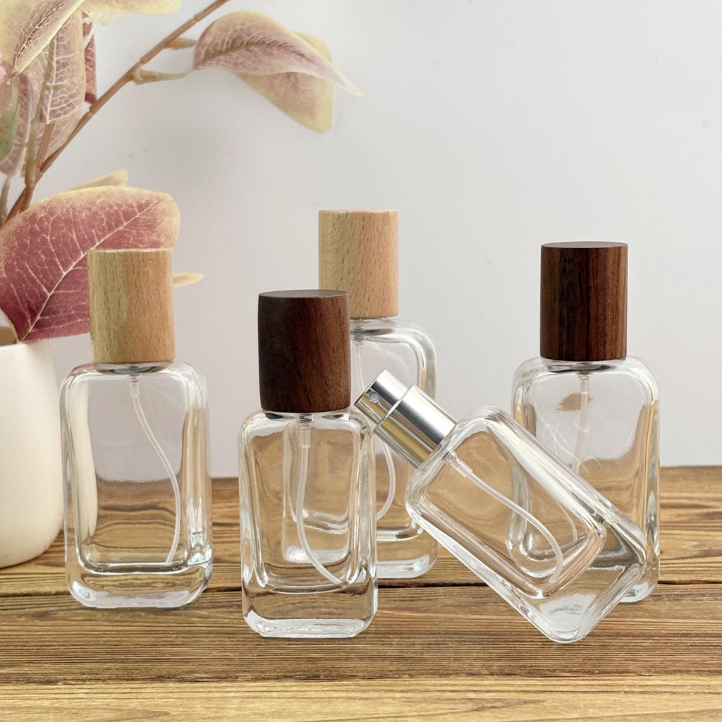 Perfume Glass Spray Bottles with Wood Cap