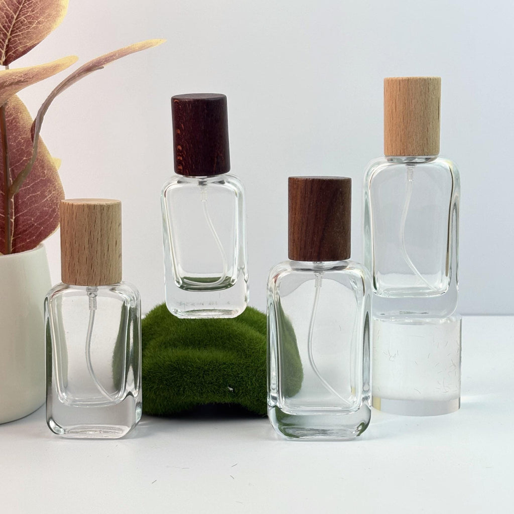 Perfume Glass Spray Bottles with Wood Cap