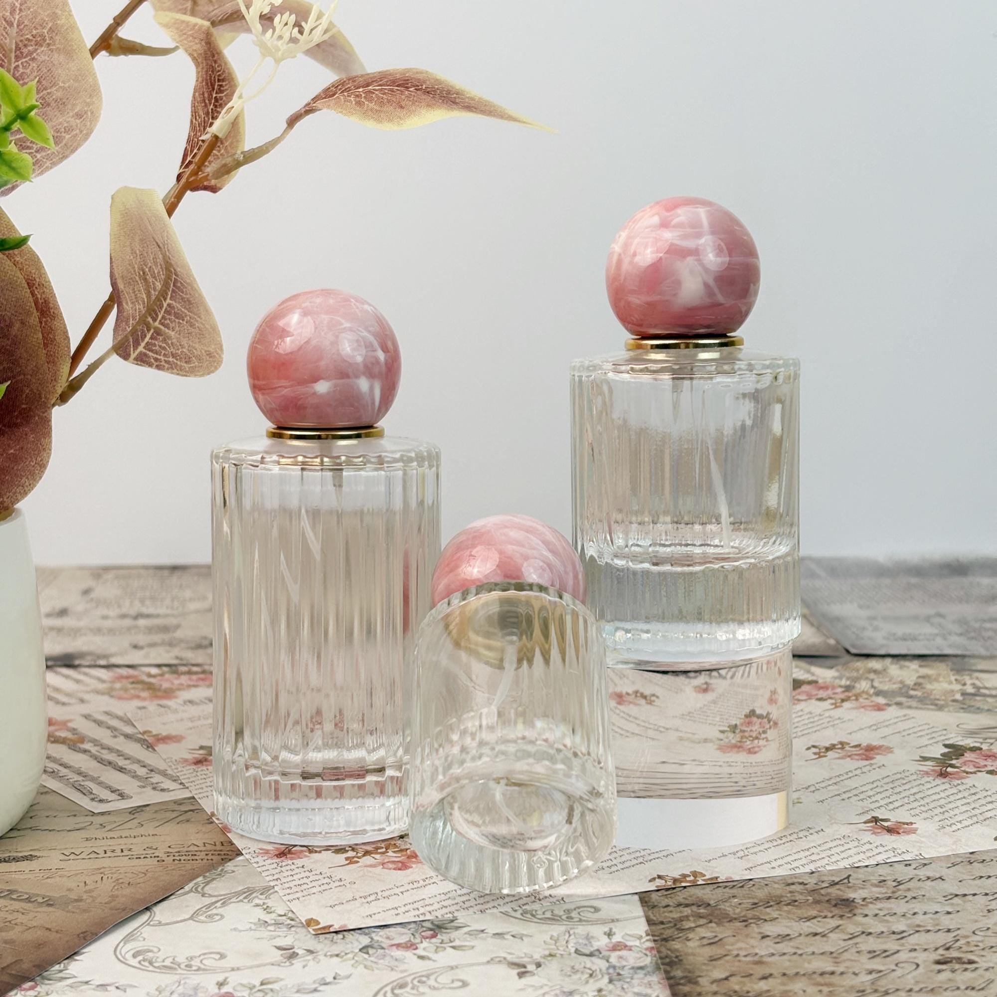Luxury Clear Striped Glass Spray Bottle