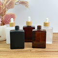 50ml Square Glass Dropper Bottle with Bamboo Cap