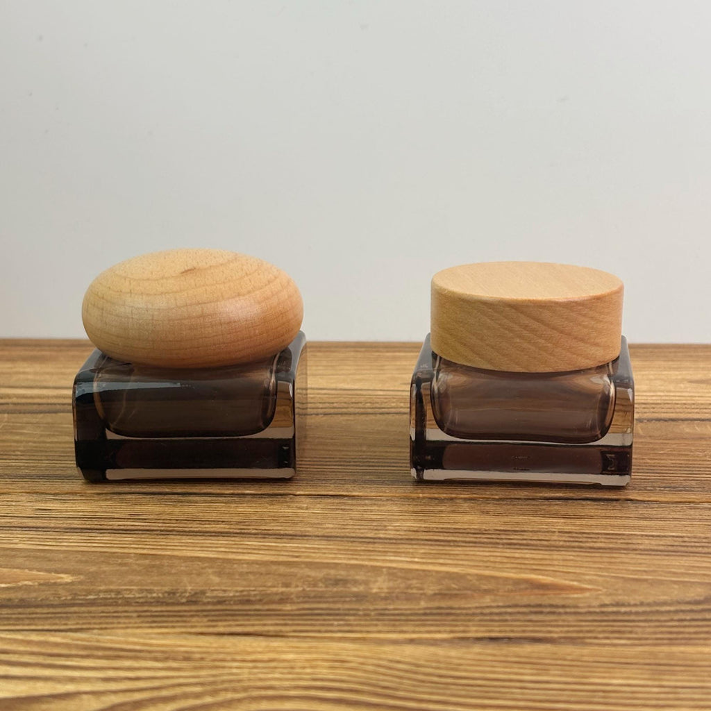 Square Glass Cream Jars with Multiple Cap