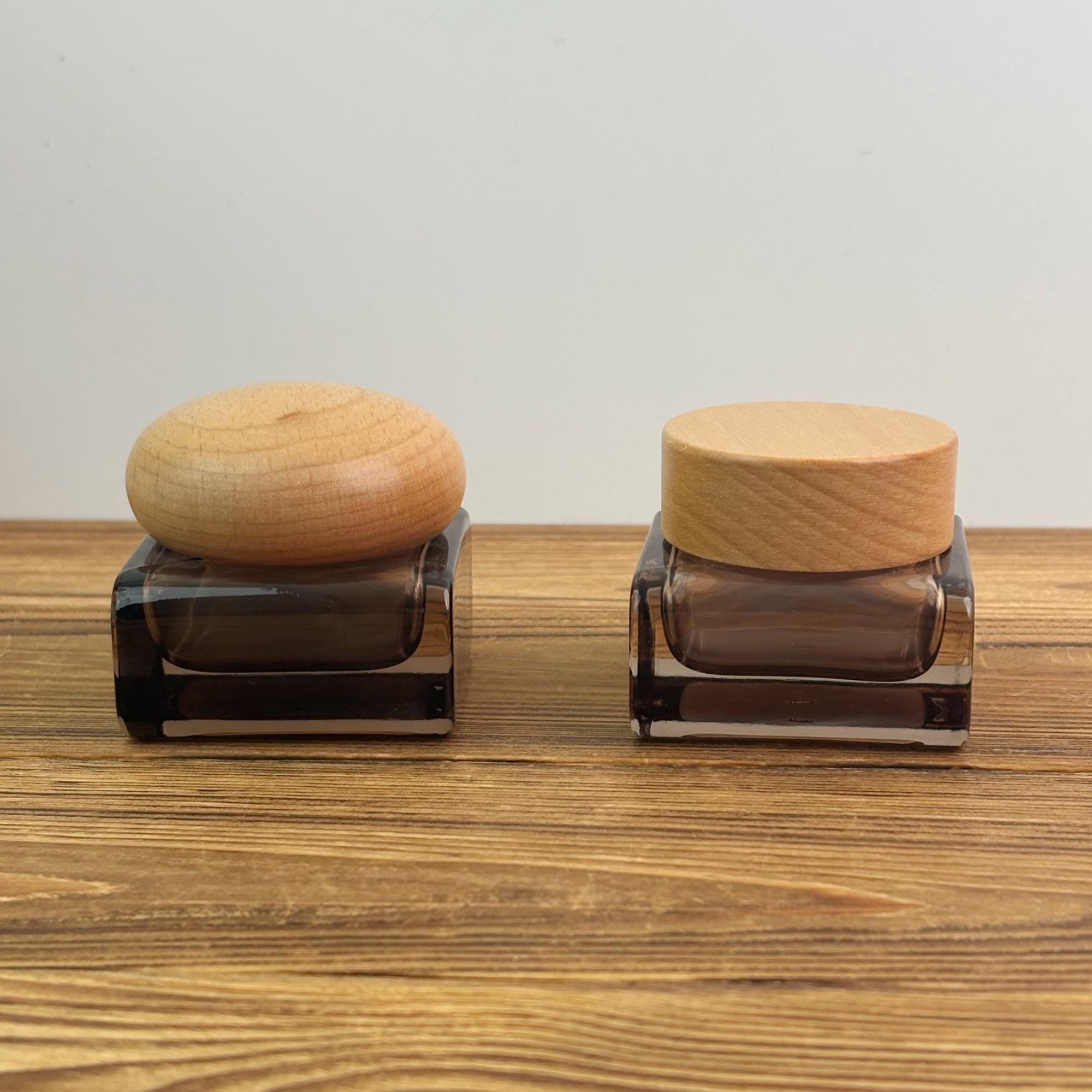 Square Glass Cream Jars with Multiple Cap