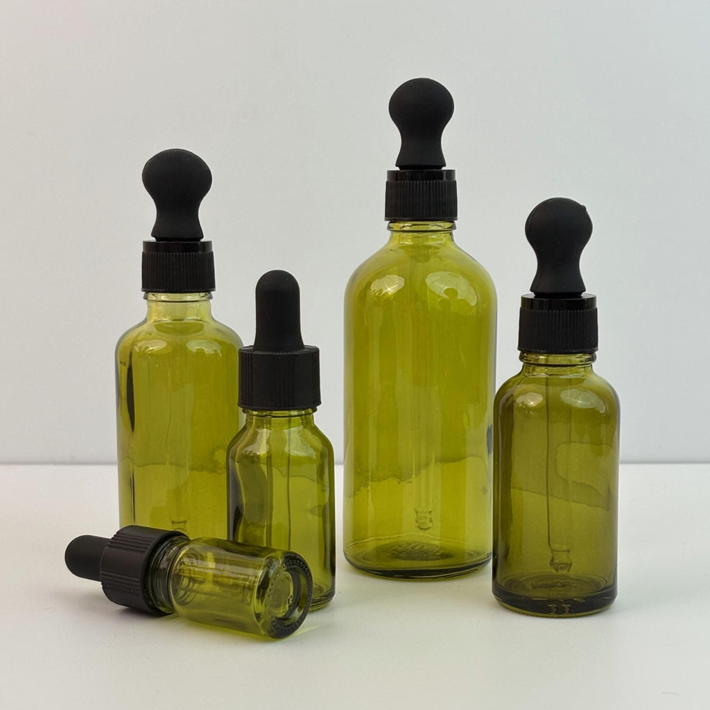 Glass Dropper Bottles with Black Plastic Lid