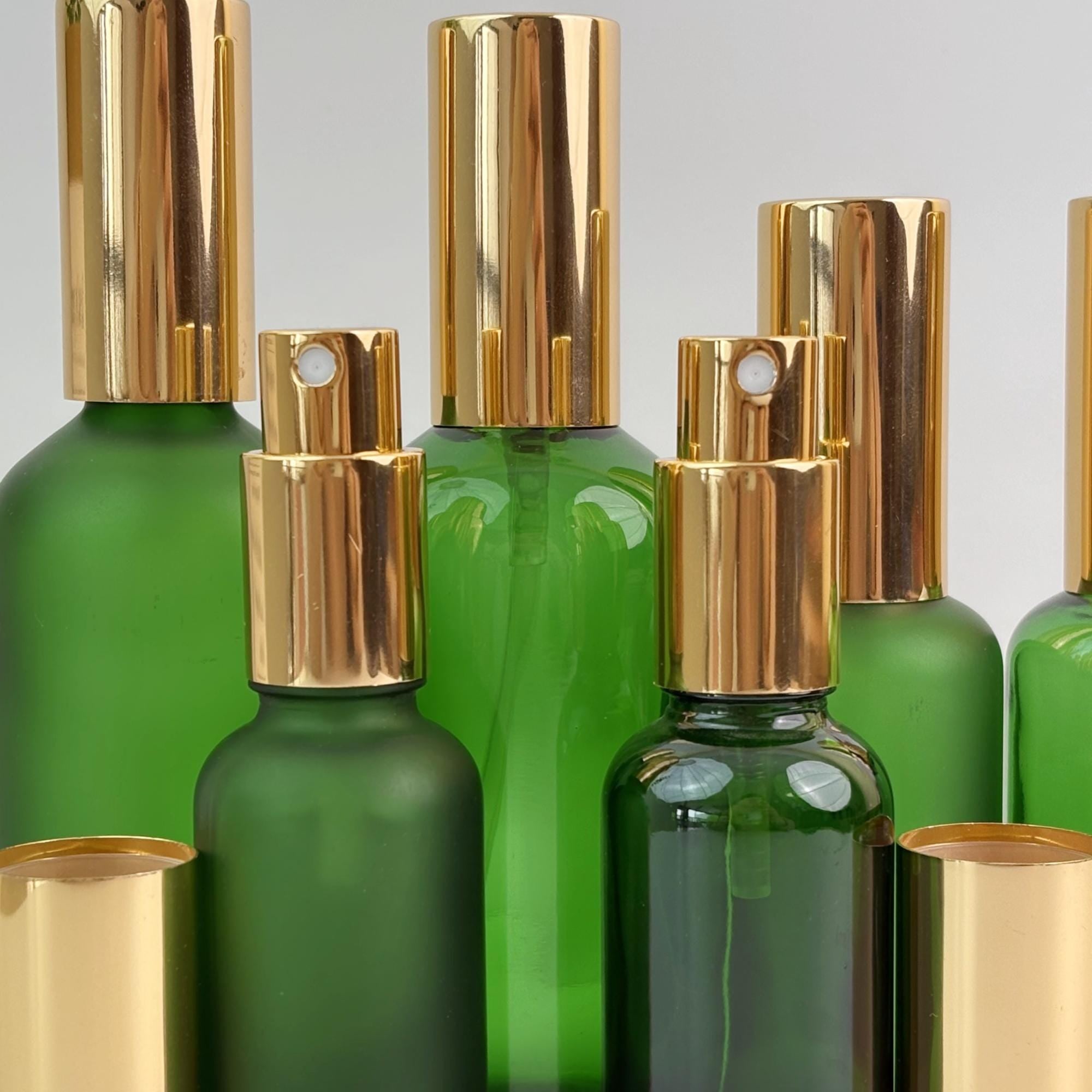 Green Glass Spray Bottles